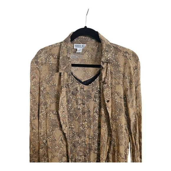 ROBBIE BEE Vintage 2-Piece Printed Dress & Duster Jacket - Size 14 - Picture 5 of 11